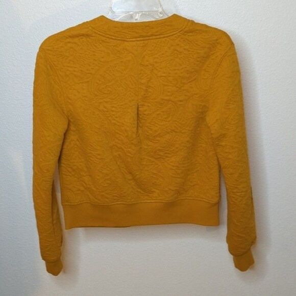 Anthropologie Saturday Sunday mustard paisley embossed bomber jacket - Picture 5 of 6